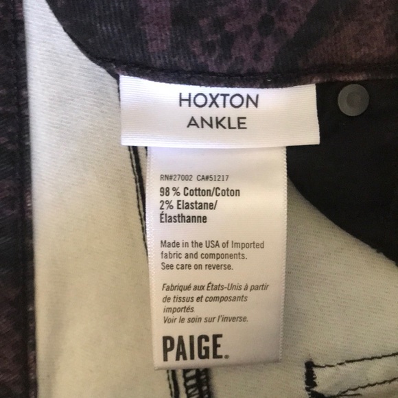 🎉HP🎉Paige | Hoxton Ankle Skinny High Rise Purple & Black SnakePrint Jean Sz 25 - Picture 7 of 12